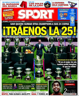 Portada Sport: Adiós Xavi Portada Sport: Adiós Xavi Hernández maestro