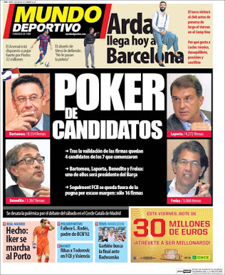 Portada Mundo Deportivo: Póker de candidatos