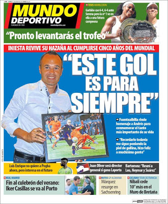 Portada Mundo Deportivo: Andrés Iniesta Portada Mundo Deportivo: Andrés Iniesta cinco años del gol a holanda