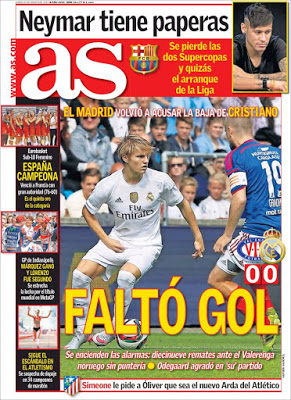 Portada AS: faltó gol Portada AS: faltó gol