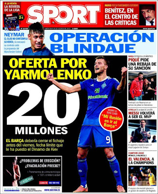 Portada Sport: Blindaje a Neymar Portada Sport: Blindaje a Neymar