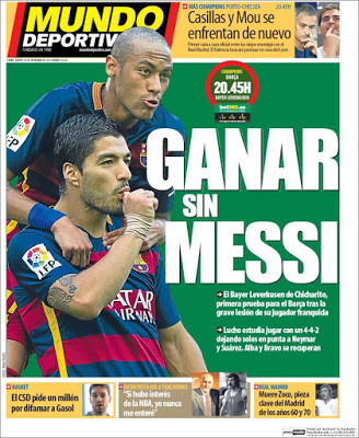 Portada Mundo Deportivo: Ganar sin Messi Portada Mundo Deportivo: Ganar sin Messi