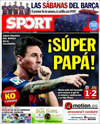 Portada Sport: Messi Súper Papá Portada Sport: Messi Súper Papá