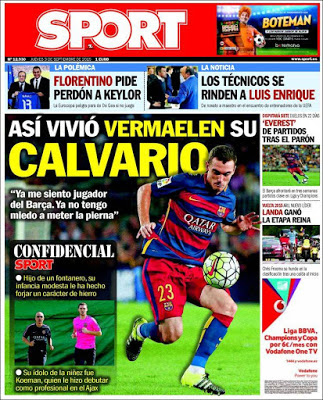 Portada Sport: el calvario de Vermaelen Portada Sport: el calvario de Vermaelen