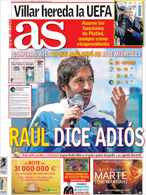 Portada AS: Raúl dice adiós Portada AS: Raúl dice adiós