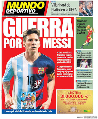 Portada Mundo Deportivo: guerra por Messi Portada Mundo Deportivo: guerra por Messi