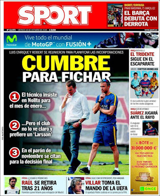 Portada Sport: cumbre para fichar Portada Sport: cumbre para fichar