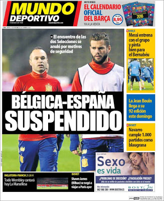 Portada Mundo Deportivo: partido suspendido Portada Mundo Deportivo: partido suspendido belgica españa