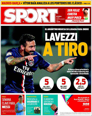 Portada Sport: Lavezzi a tiro Portada Sport: Lavezzi a tiro
