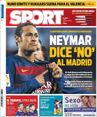 Portada Sport: Neymar dice no al Madrid Portada Sport: Neymar dice no al Madrid