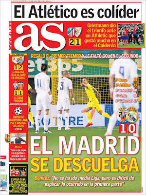 Portada AS: el Madrid se descuelga pierde villarreal