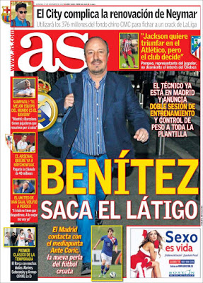 Portada AS: Benítez saca el látigo Portada AS: Benítez saca el látigo