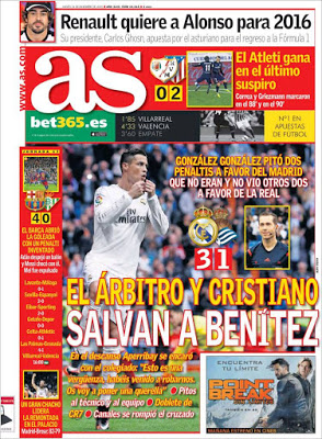 Portada AS: el árbitro y CR7 salvan a Benítez