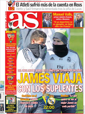 Portada AS: James viaja con los suplentes