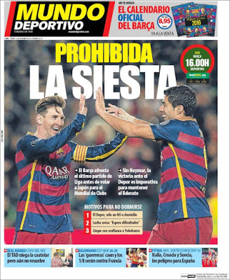 Portada Mundo Deportivo: prohibida la siesta Portada Mundo Deportivo: prohibida la siesta barcelona