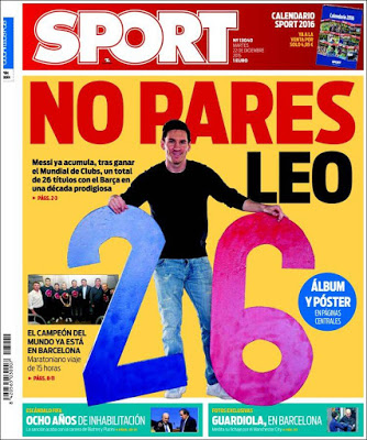 Leo Messi 26 títulos con el Barça, Blatter y Platini fuera de la FIFA: las portadas