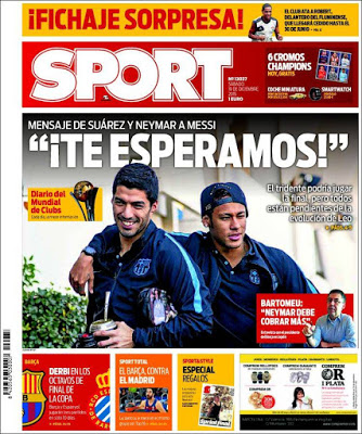 Neymar y Messi apuntan a la final, tres derbis en Copa del Rey: las portadas