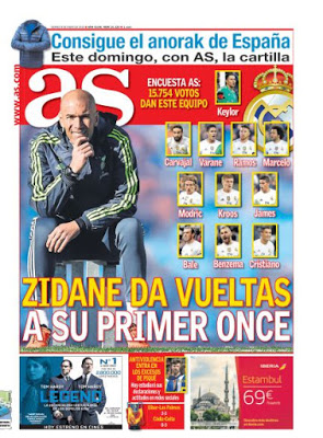 Portada AS: Zidane busca su once Portada AS: Zidane busca su once