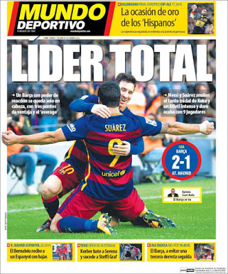 Portada Mundo Deportivo: Barça líder total Portada Mundo Deportivo: Barça líder total