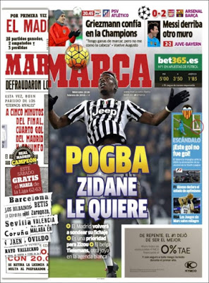 Portada Marca: Zidene quiere a Pogba