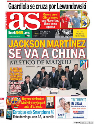 Portada AS: Jackson Martínez se va a China Portada AS: Jackson Martínez se va a China
