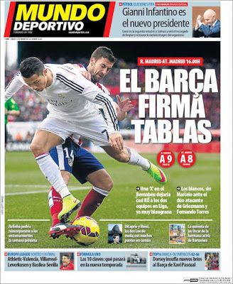 Portada Mundo Deportivo: el Barça firma tablas Portada Mundo Deportivo: el Barça firma tablas derbi madrileño