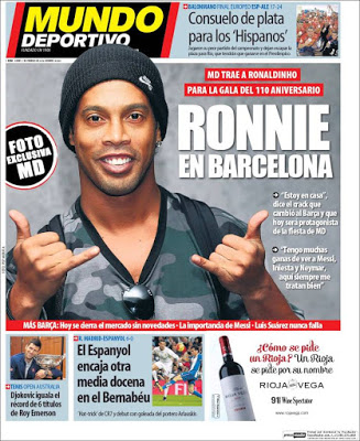 Portada Mundo Deportivo: Dinho en Barcelona