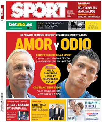 Portada Sport: Amor y odio por el penal de Messi Portada Sport: Amor y odio por el penal de Messi