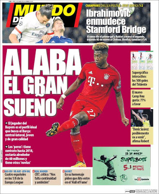Portada Mundo Deportivo: Alaba el gran sueño Portada Mundo Deportivo: Alaba el gran sueño