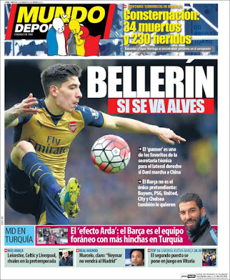 Portada Mundo Deportivo: Bellerín Portada Mundo Deportivo: Bellerín