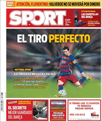 Portada Sport: El tiro perfecto leo messi