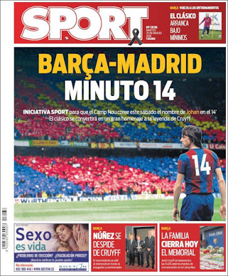 Portada Sport: Barça-Madrid minuto 14 Portada Sport: Barça-Madrid minuto 14