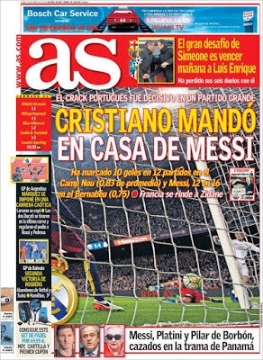 Portada AS: Cristiano mandó en casa de Messi