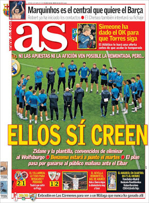 Portada AS: ellos sí creen Portada AS: ellos sí creen remontada