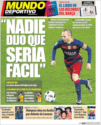 Portada Mundo Deportivo: Iniesta