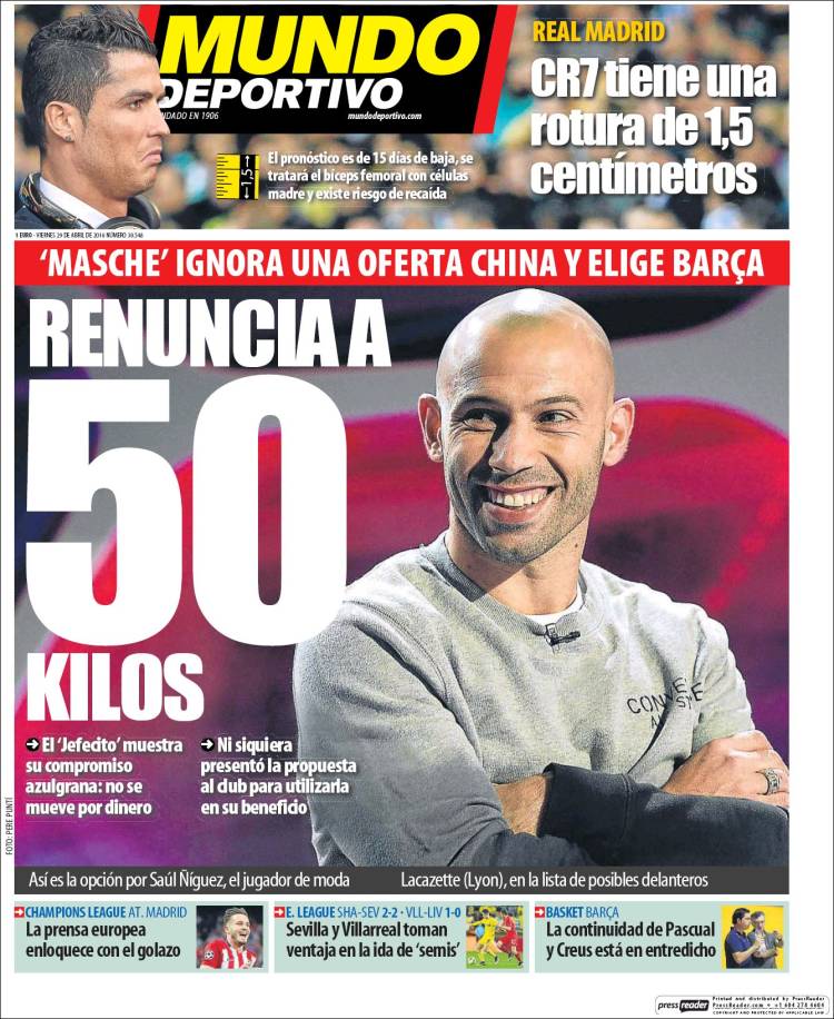 portada mundo deportivo mascherano