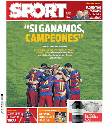 Portada Sport: Si ganamos, campeones Portada Sport: Si ganamos, campeones