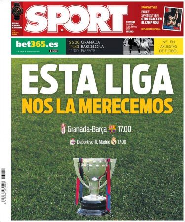 Portada Sport: Esta Liga nos la merecemos Portada Sport: Esta Liga nos la merecemos