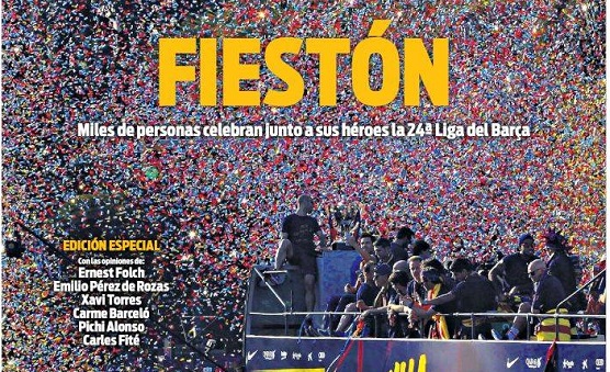 El Barça festeja la liga con la rúa, el Madrid solo piensa en la Champions: las portadas fieston barcelona la rua