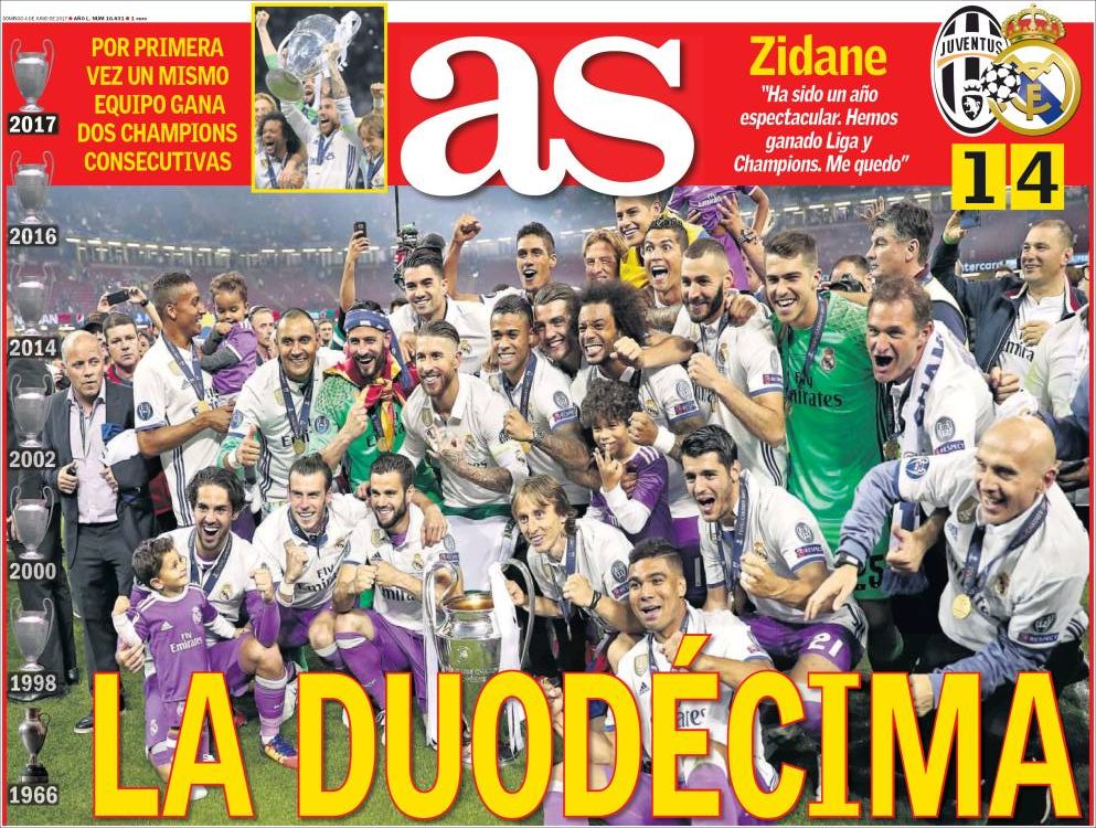 La Duodécima Champions, los de Zidane son los Amos del Universo | Las portadas La Duodécima Champions