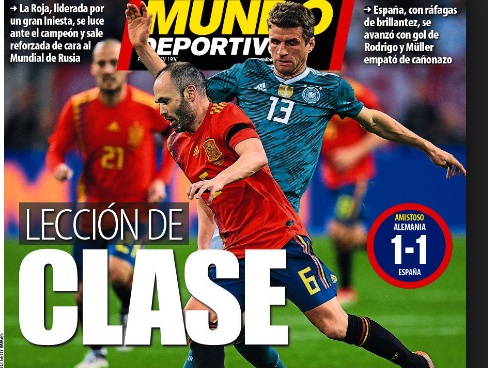 Lección de Clase, Iniesta se luce ante a Alemania, la roja se afina para el Mundial | Las Portadas