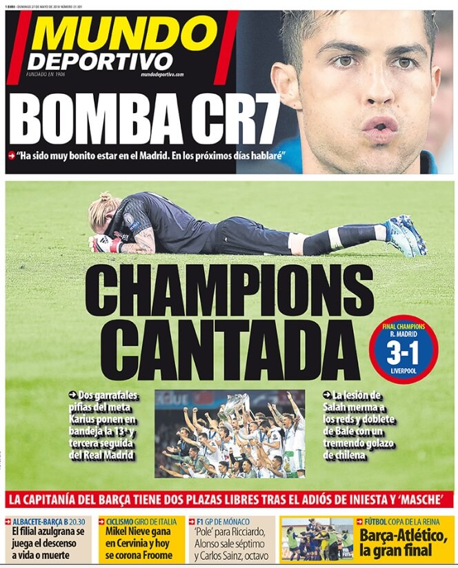 Portada Mundo Deportivo Real Madrid Campeón Champions 2018