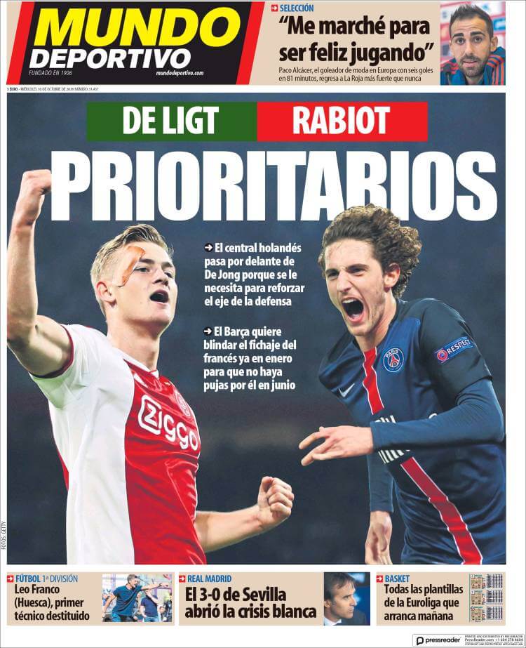 Portadas Mundo Deportivo 10/10/2018