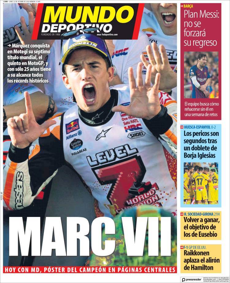 Portada Mundo Deportivo 22/10/2018 Portada Mundo Deportivo 22/10/2018