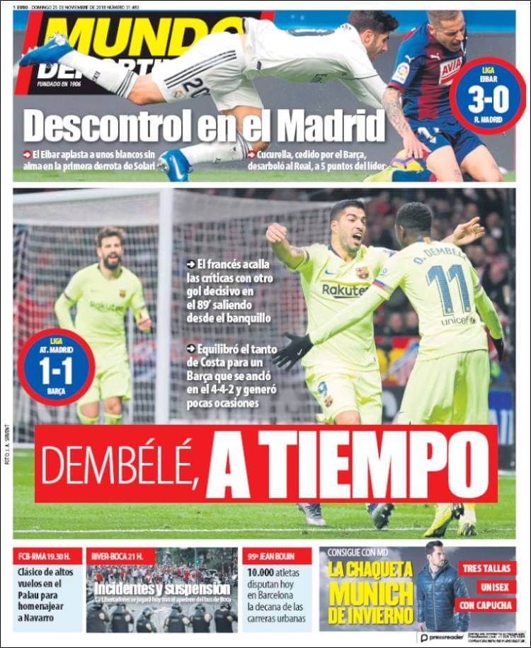 Portada Mundo Deportivo 25/11/2018 Portada Mundo Deportivo 25/11/2018