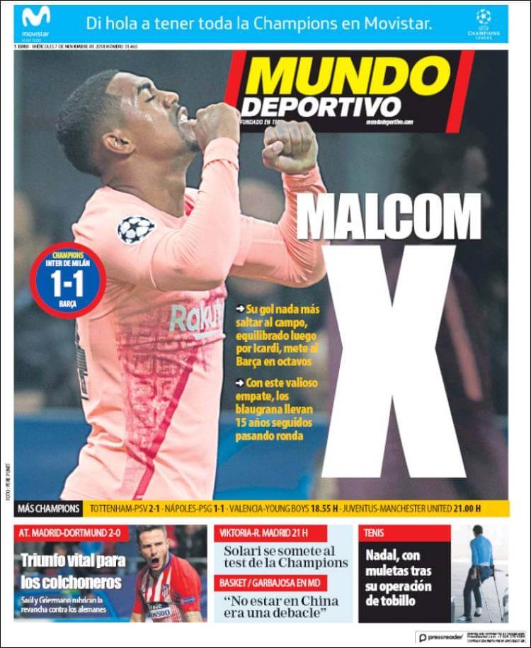 Portada Mundo Deportivo 7/11/2018 Portada Mundo Deportivo 7/11/2018