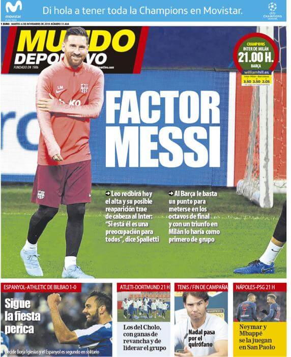 Portada Mundo Deportivo 6/11/2018 Portada Mundo Deportivo 6/11/2018