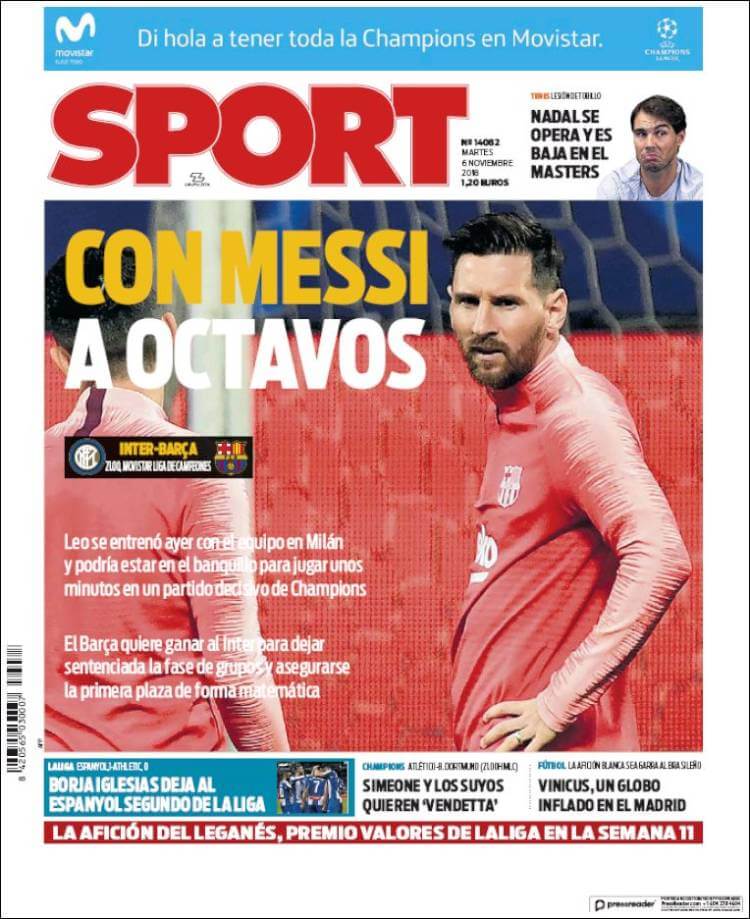 Portada Sport 6/11/2018 Portada Sport 6/11/2018