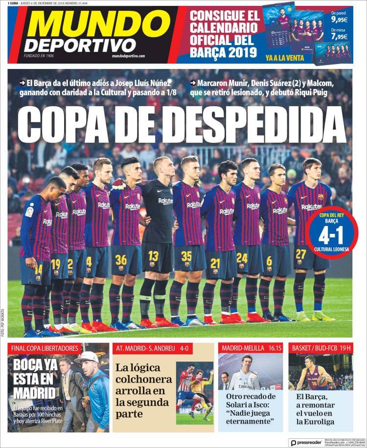 Portada Mundo Deportivo 6/12/2018 Portada Mundo Deportivo 6/12/2018