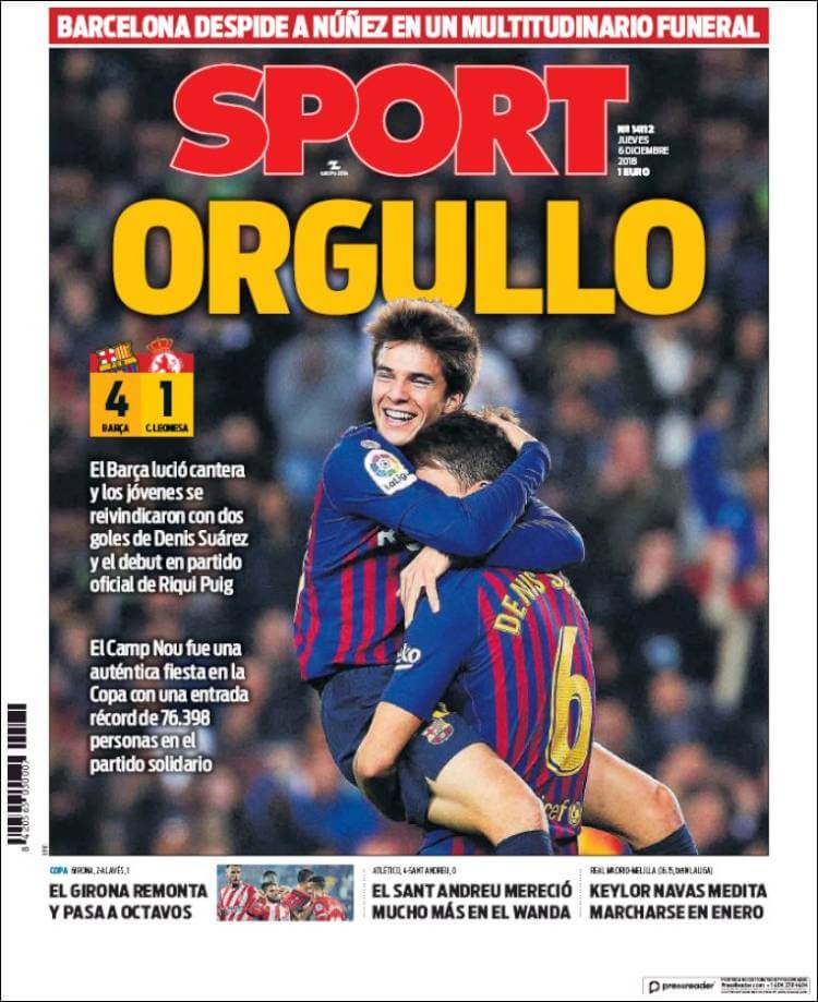 Portada Sport 6/12/2018 Portada Sport 6/12/2018
